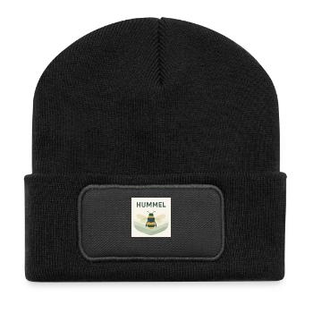 Hummel – Stylisches Naturmotiv für alle Bienenfreu - Recycelte Patch Beanie - Schwarz - Vorne