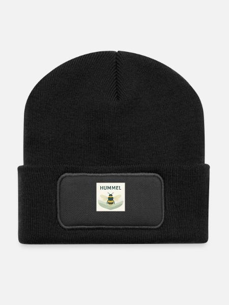 Hummel – Stylisches Naturmotiv für alle Bienenfreu - Recycelte Patch Beanie - Schwarz