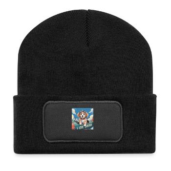 Ich liebe die Fliegerei in Englisch. I love - Recycelte Patch Beanie - Schwarz - Vorne
