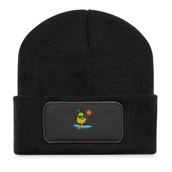 Sportliche Birne - Recycelte Patch Beanie - Schwarz - Vorne