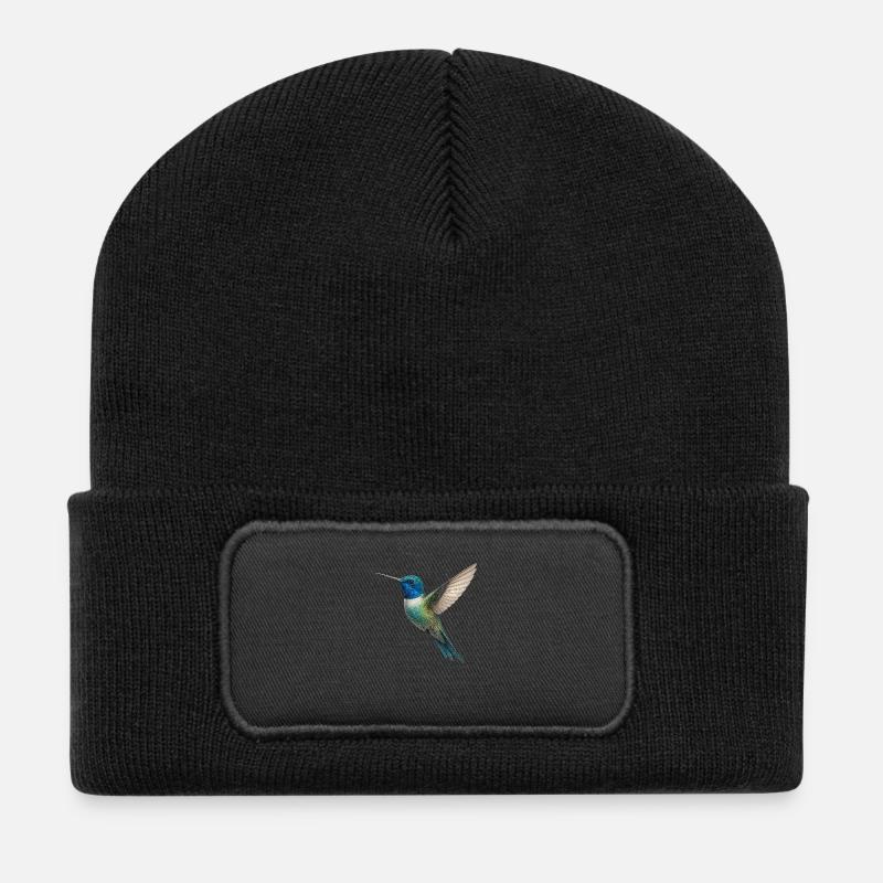 Kolibri – Leichtigkeit in Farben - Recycelte Patch Beanie - Schwarz