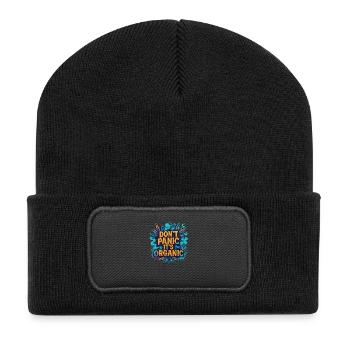 Don‘t panic - Recycelte Patch Beanie - Schwarz - Vorne