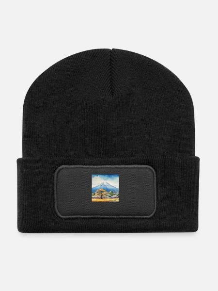 Spring view of Fuji - Recycled Patch Beanie - black