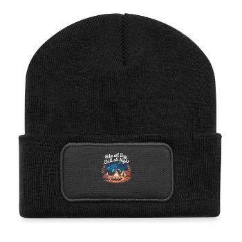 Hike All Day, Chill All Night – Camping Adventure - Recycled Patch Beanie - black - Front