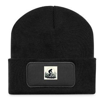 MTB in the Mountains and Forest. - Recycled Patch Beanie - black - Front