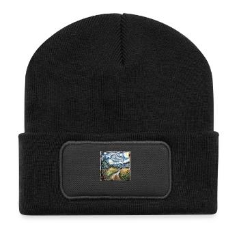 Graffiti Landschaft Felder Rost Metall Urban - Recycelte Patch Beanie - Schwarz - Vorne