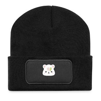 Kawaii Sushi Bär Onigiri - Recycelte Patch Beanie - Schwarz - Vorne