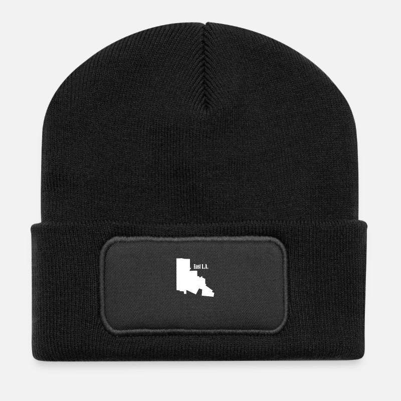 EAST L.A. Weiß - Recycelte Patch Beanie - Schwarz