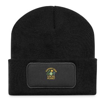 Support Your Local Planet - Recycelte Patch Beanie - Schwarz - Vorne