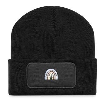 Schulkind Regenbogen Blau - Recycelte Patch Beanie - Schwarz - Vorne