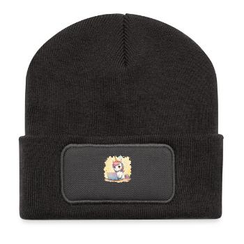 Programmation Licorne - Beanie recyclé à patch - charbon - Devant