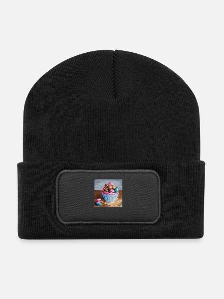 Yummy - Recycelte Patch Beanie - Schwarz