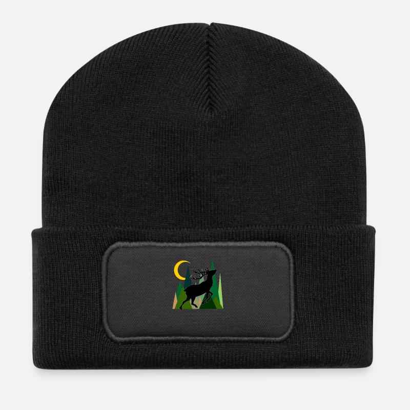 Hirsch - Recycelte Patch Beanie - Schwarz