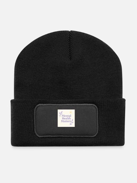 La santé mentale compte Soleil - Beanie recyclé à patch - noir