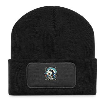 Husky Mom Vintage Style Dog Lover Design - Beanie recyclé à patch - noir - Devant