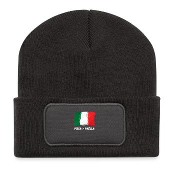 Italie pizza supérieur à Paella Espagne Humour - Beanie recyclé à patch - charbon - Devant