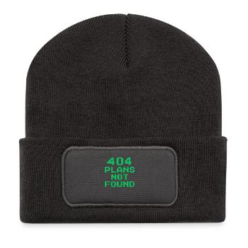 404 Plans Not Found | Retro Pixel Arcade Meme - Recycled Patch Beanie - dark grey - Front