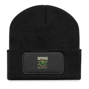 Vergiss Kleeblätter Wo ist der Topf Lustiges irisches Zitat - Recycelte Patch Beanie - Schwarz - Vorne