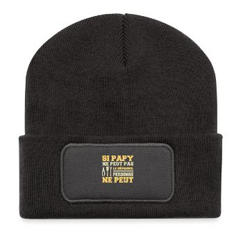 Grand-Père - Si Papy ne peut pas le Réparer - Beanie recyclé à patch - charbon - Devant