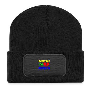 Everyday I'm Puzzl'n Funny Puzzle Solver - Recycled Patch Beanie - black - Front