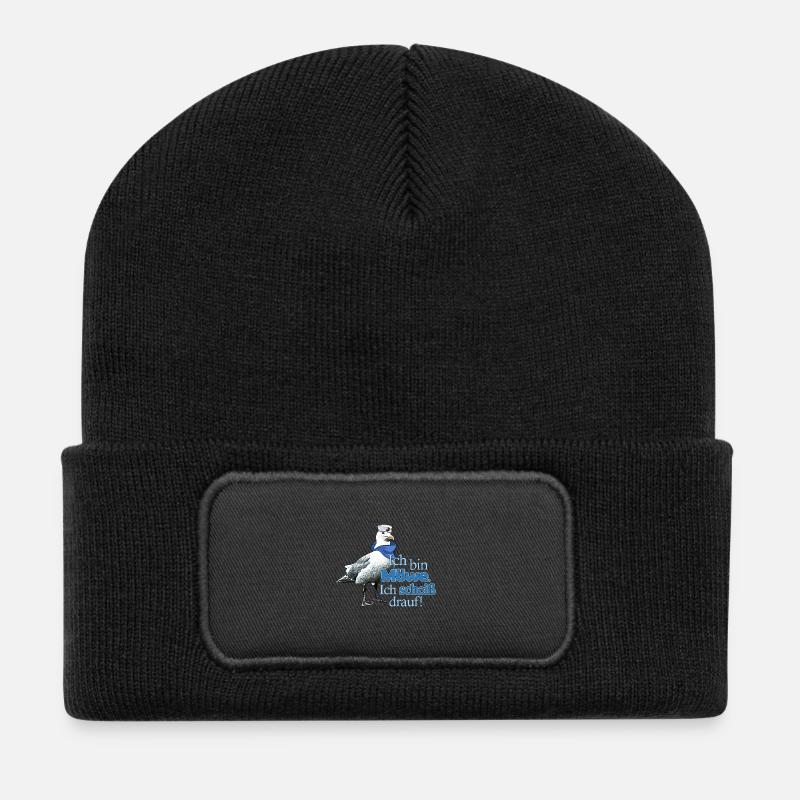 Lustige Möwe mit Spruch - Scheiß drauf! - Recycelte Patch Beanie - Schwarz