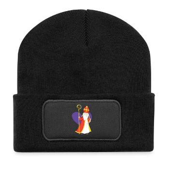 Sankt mit Herz - Recycelte Patch Beanie - Schwarz - Vorne