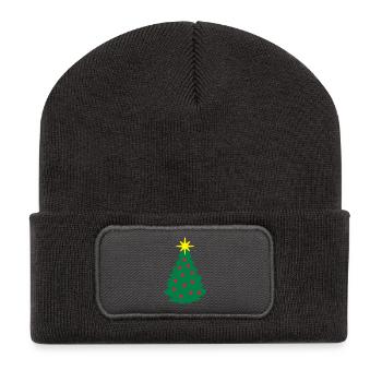 Arbre de Noël - Beanie recyclé à patch - charbon - Devant