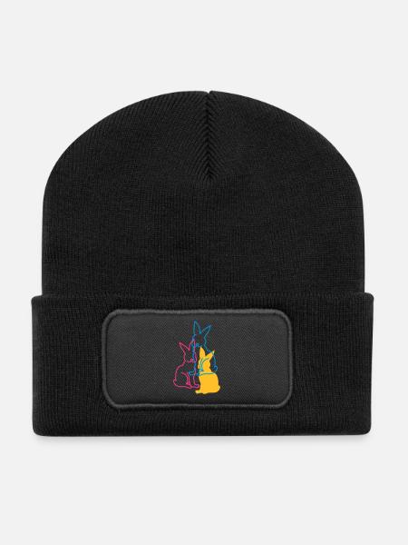 drei Hasen - Recycelte Patch Beanie - Schwarz