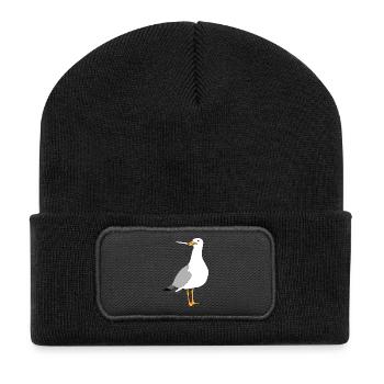 Seagul smoking - Recycled Patch Beanie - black - Front