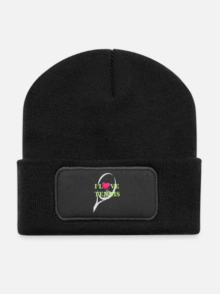 I LOVE TENNIS - Recycelte Patch Beanie - Schwarz