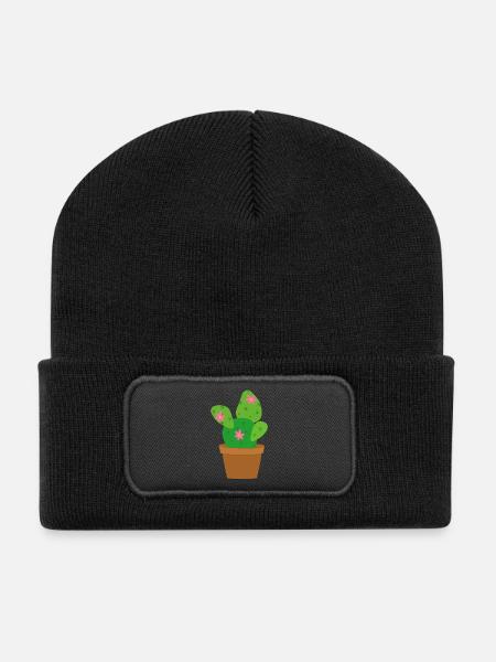 Kaktus - Recycelte Patch Beanie - Schwarz