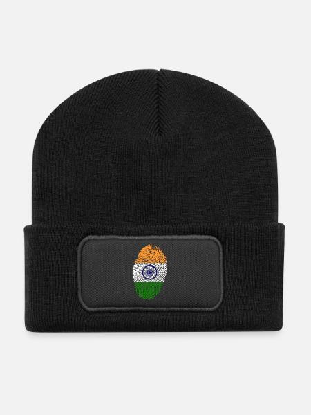 Fingerprint - Indien - Recycelte Patch Beanie - Schwarz