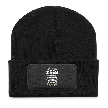 40 In am Dirndl würde i Di unnötig gamsig machn - Recycelte Patch Beanie - Schwarz - Vorne