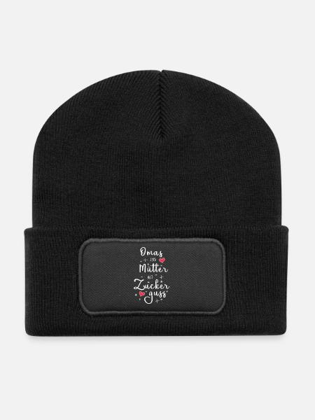 Omas sind Mütter mit Zuckerguss - Oma Geschenk - Recycelte Patch Beanie - Schwarz