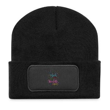 Für mich soll's heut Konfetti regnen in bunt - Recycelte Patch Beanie - Schwarz - Vorne