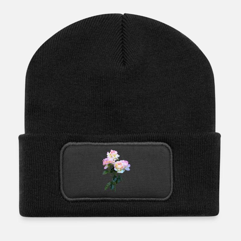 flowers blumen garten garden spring8 - Recycelte Patch Beanie - Schwarz