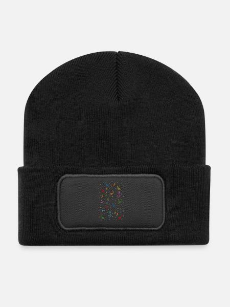 Konfetti Luftschlangen - Recycelte Patch Beanie - Schwarz