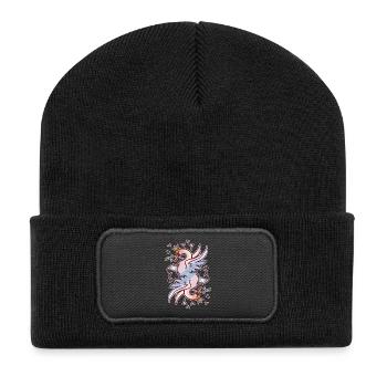 Swan queen comme motif de carte à jouer - Beanie recyclé à patch - noir - Devant