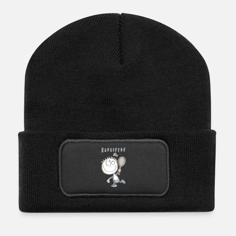 Cooles Badminton Spieler Männchen - Recycelte Patch Beanie - Schwarz