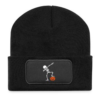 DABBING skeleton DAB pumpkin head Halloween - Recycled Patch Beanie - black - Front