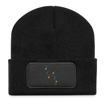 hufen_design_wo3 - Beanie recyclé à patch - noir - Devant