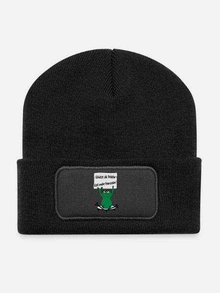 Froggy - Recycelte Patch Beanie - Schwarz