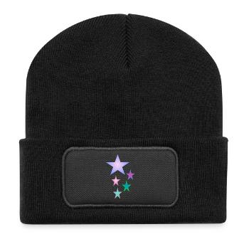Stern . Des étoiles colorées - Beanie recyclé à patch - noir - Devant