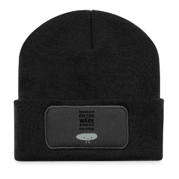 Sei ein Stein! - Recycelte Patch Beanie - Schwarz - Vorne