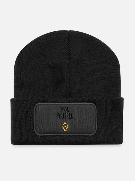 Mon Poussin - Bébé - Naissance - Amour - Famille - Beanie recyclé à patch - noir