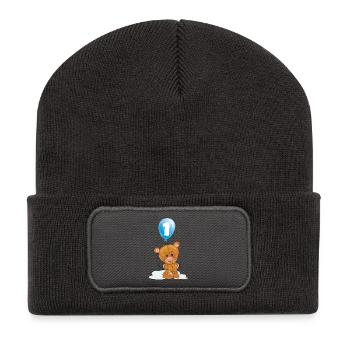 1. Geburtstag Erster Geburtstag Ich bin 1 Endlich - Recycelte Patch Beanie - Dunkelgrau - Vorne
