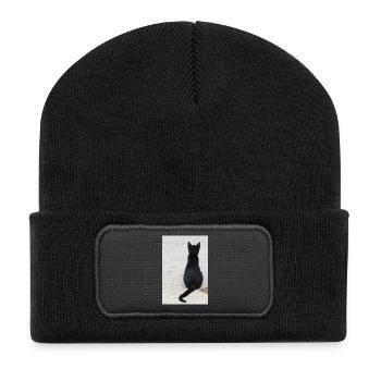 Katze Kätzchen Katzenshirt Geschenk - Recycelte Patch Beanie - Schwarz - Vorne