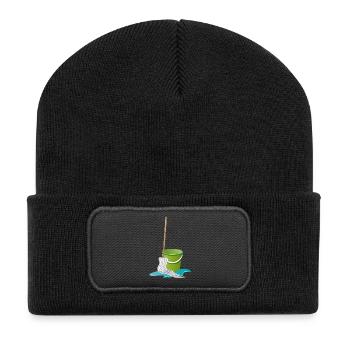 Vadrouille avec le seau de vadrouille le temps de nettoyer - Beanie recyclé à patch - noir - Devant