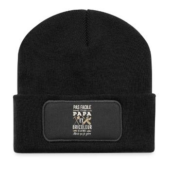 Papa Bricoleur - Beanie recyclé à patch - noir - Devant