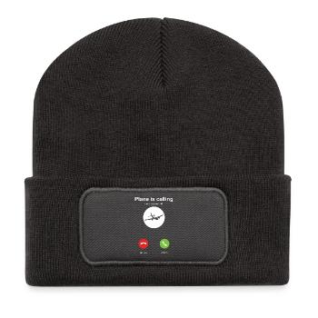 My plane is calling - Recycled Patch Beanie - dark grey - Front
